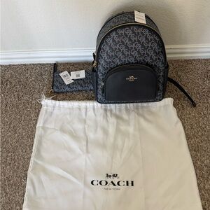 NWT Coach monogram court Backpack with Gold Hardware, Matching wallet & Dust bag
